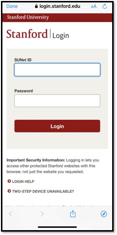 Step 4 image instructs user to login with SUNet ID 