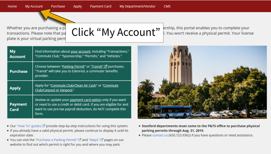 How to Purchase Permits for a Stanford Department - Step 1