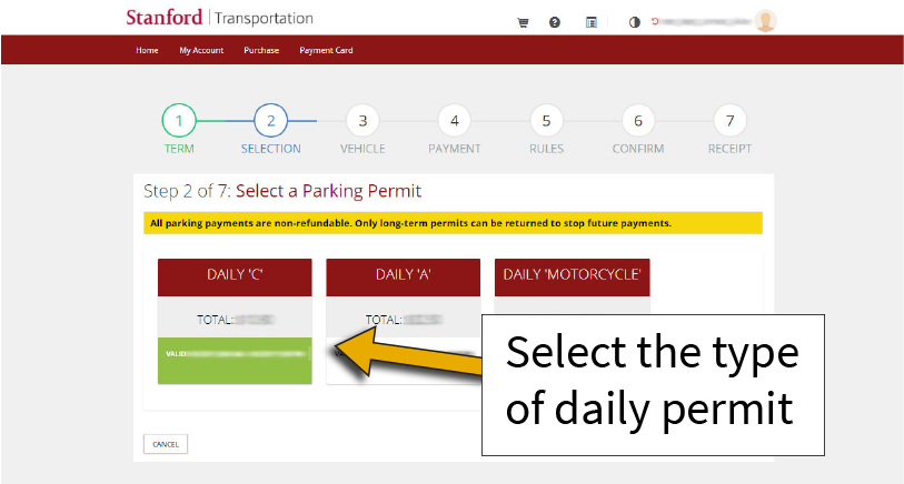 How to Order a Daily Parking Permit - Step 5