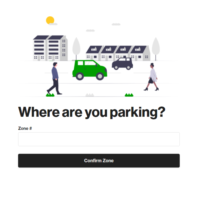 Zone parking start page