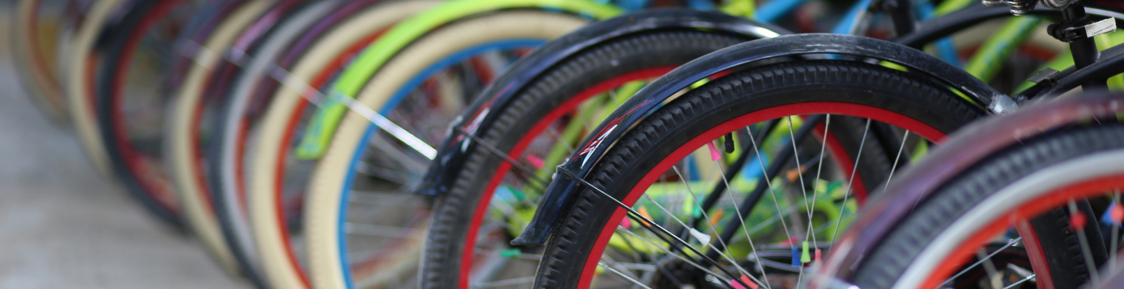 view of parked bicycle tires