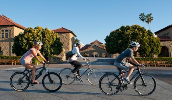 Bicylists on campus