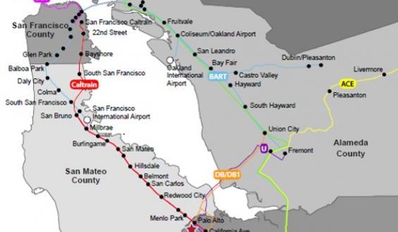 section of Bay Area transit map