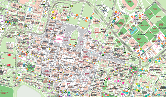 A region of the Parking and Circulation map showing the main campus 