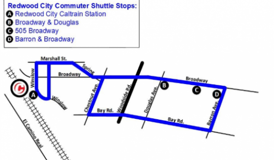 Commute.org Midpoint shuttle route map