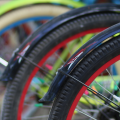 view of parked bicycle tires